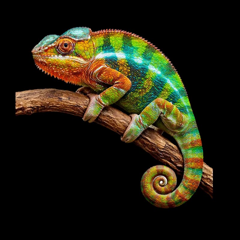 Camaleão Vibrante em Galho PNG fundo transparente