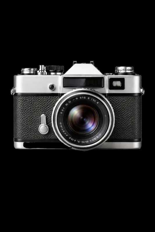 Câmera fotográfica analógica vintage em fundo branco PNG fundo transparente