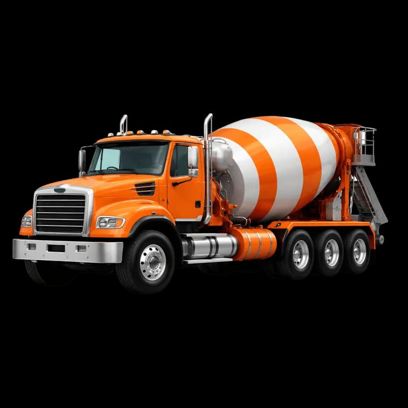 Caminhão Betoneira Laranja e Branco PNG fundo transparente - Truck Concrete mixer Orange White transparent background PN