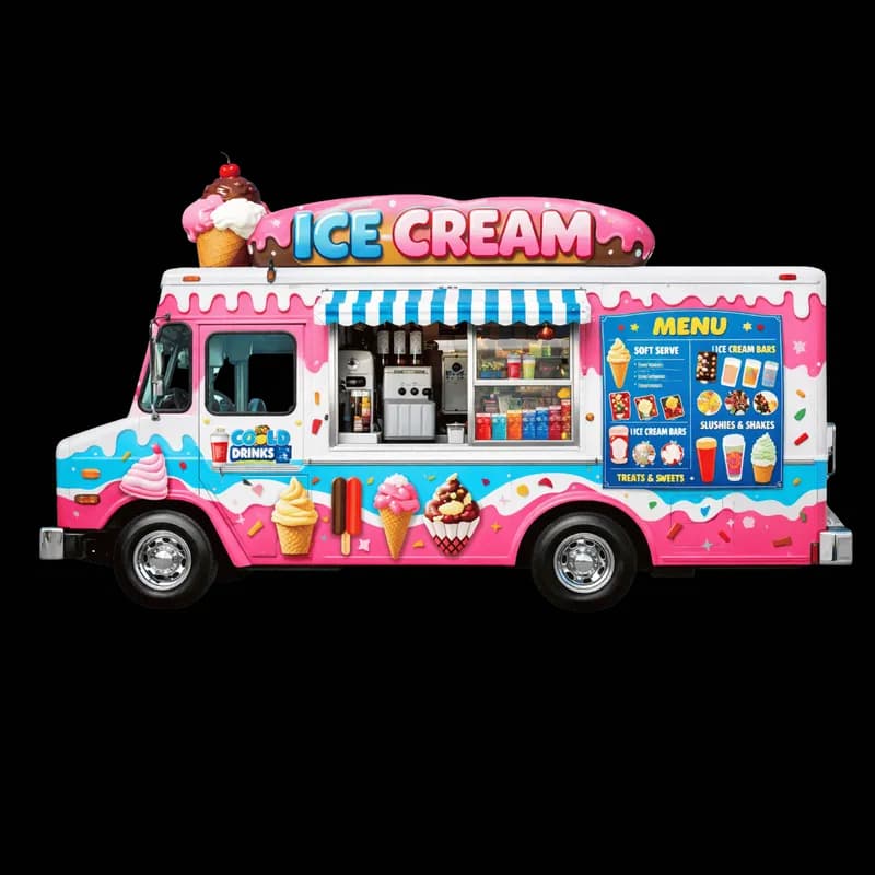 Caminhão de Sorvete Alegre e Colorido PNG fundo transparente - Truck Ice cream Alegre Colorful transparent background PN