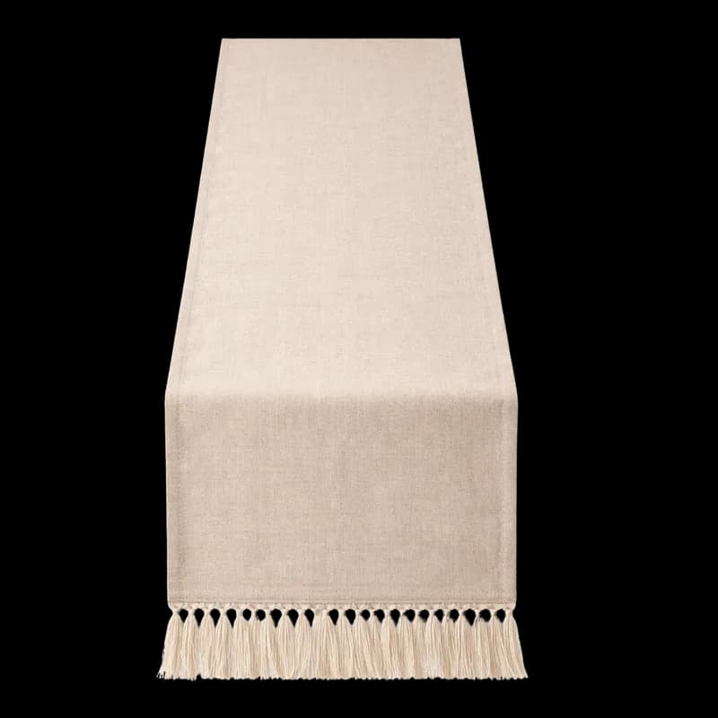 Caminho de Mesa Bege com Franjas para Decoração PNG fundo transparente - Caminho Table Beige Franjas Decoração transpare