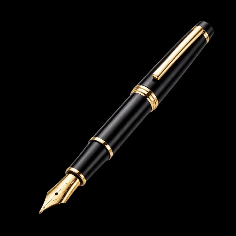 Caneta-tinteiro preta e dourada elegante PNG fundo transparente - Pen Tinteiro Black Golden Elegant transparent backgrou
