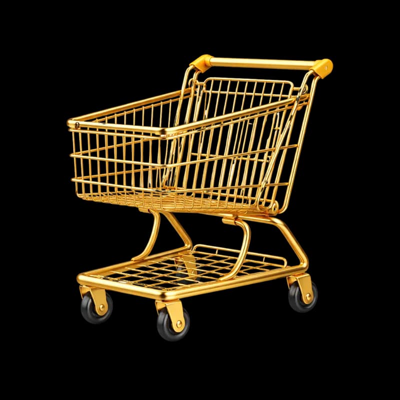 Carrinho de Compras Dourado PNG fundo transparente - Cart Shopping Golden transparent background PNG
