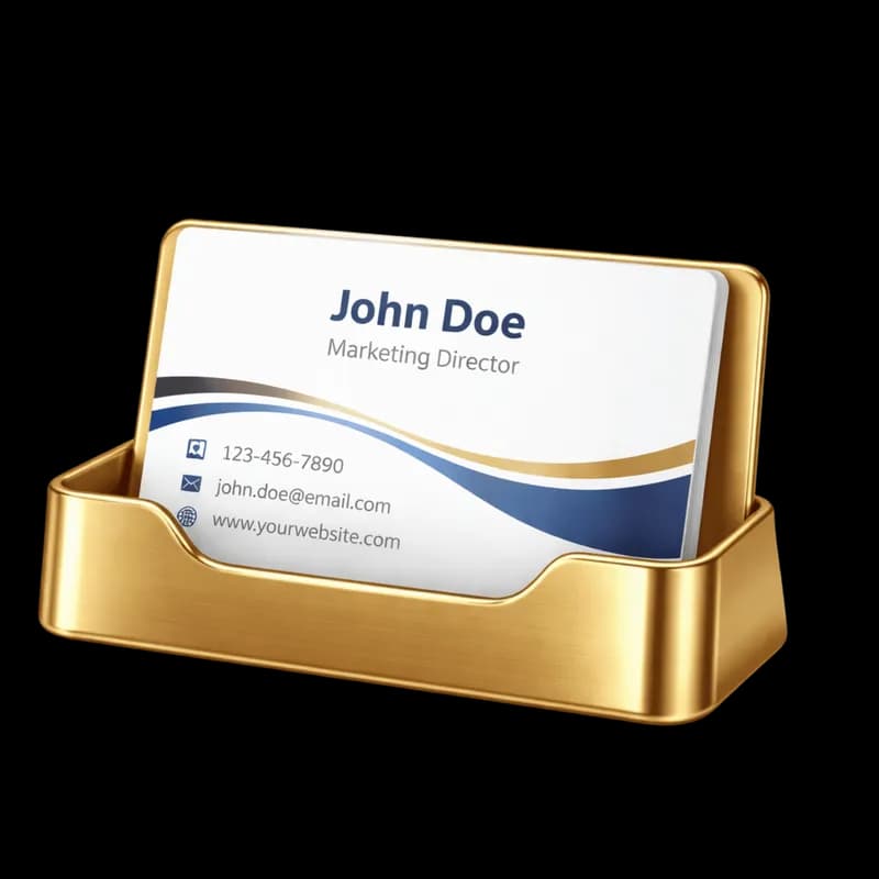 Cartão de Visita em Suporte Dourado Elegante PNG fundo transparente - Card Business Holder Golden Elegant transparent ba