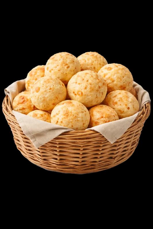 Cesta de Pães de Queijo Frescos e Dourados PNG fundo transparente - Basket Pães Cheese Fresh Golden transparent backgrou