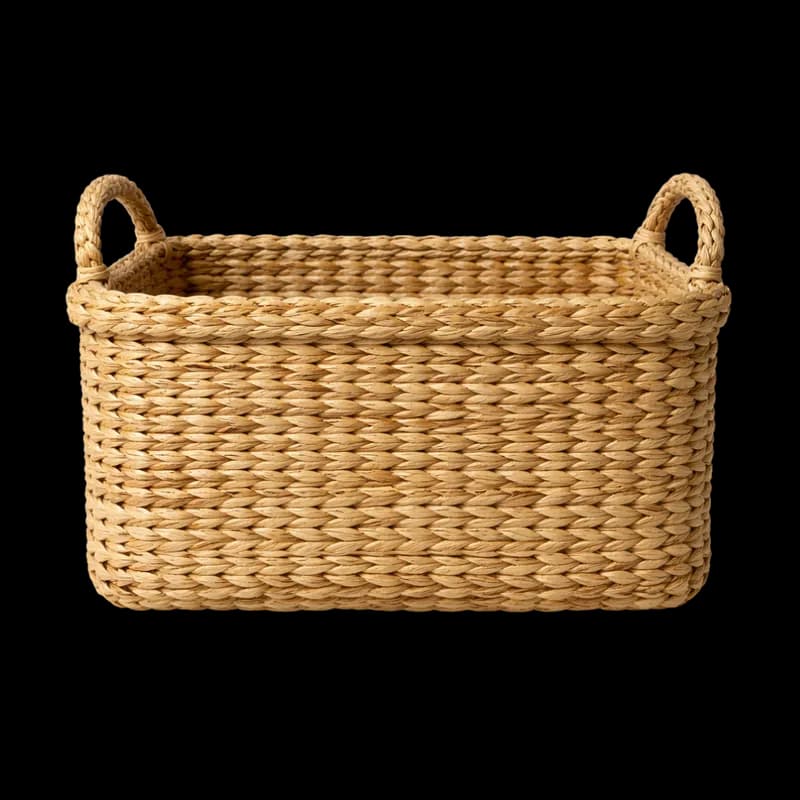 Cesto Retangular de Palha Natural com Alças PNG fundo transparente - Basket Retangular Palha Natural Alças transparent b
