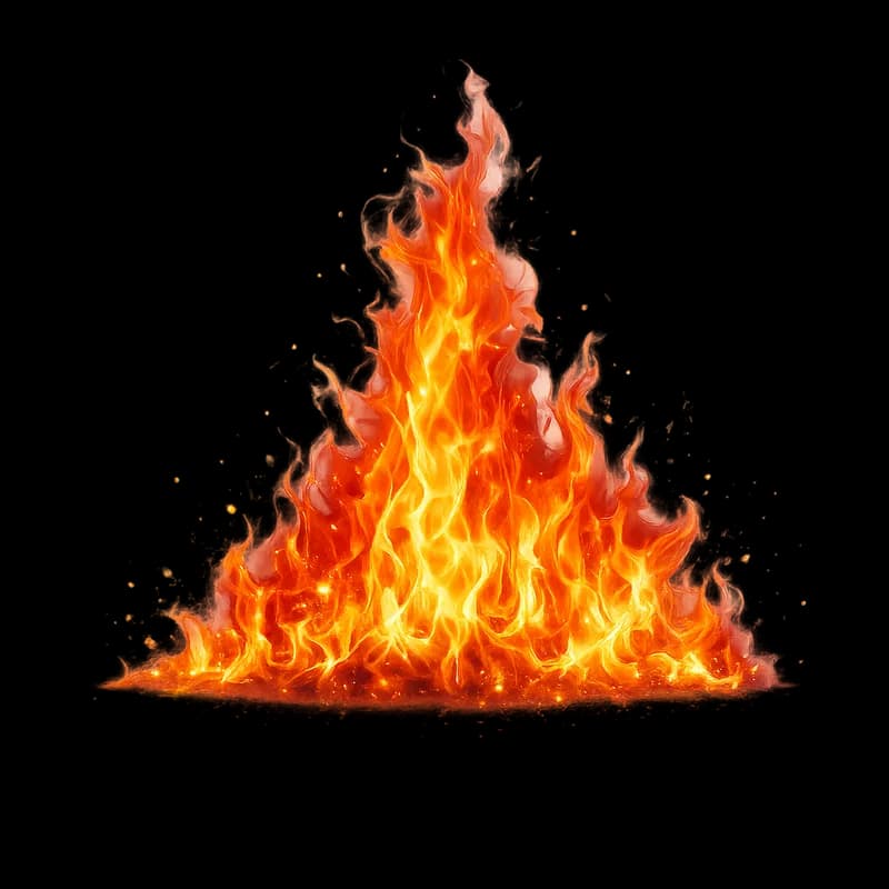 Chamas Intensas com Faíscas PNG fundo transparente
