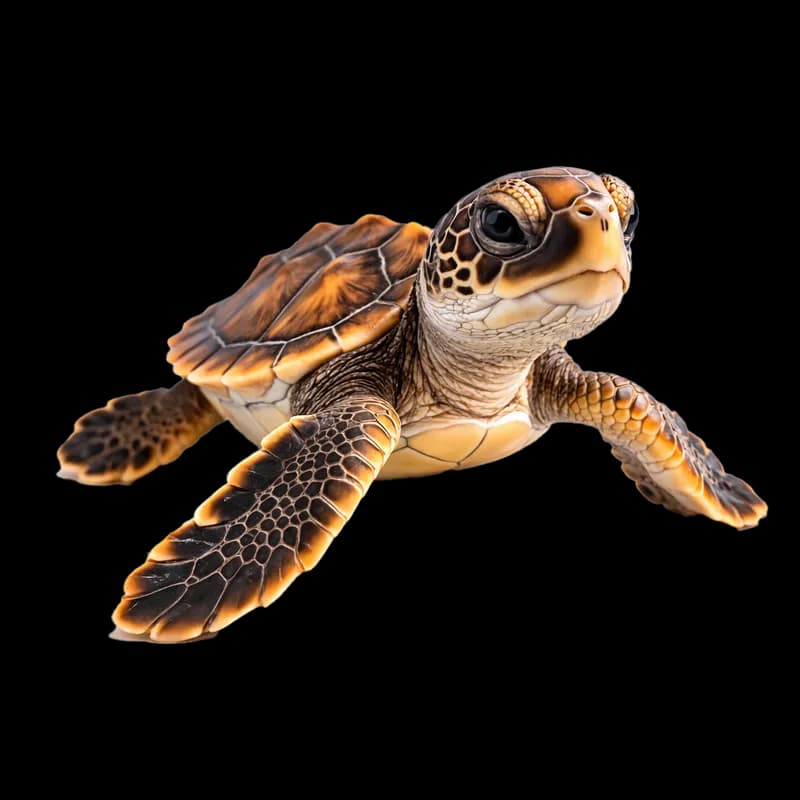 Filhote de Tartaruga Marinha Nadando PNG fundo transparente