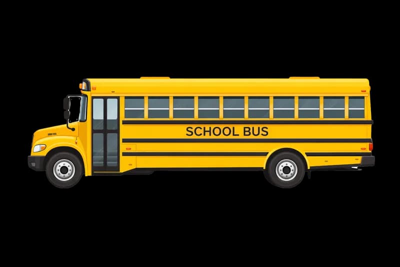 Ônibus Escolar Amarelo Clássico PNG fundo transparente