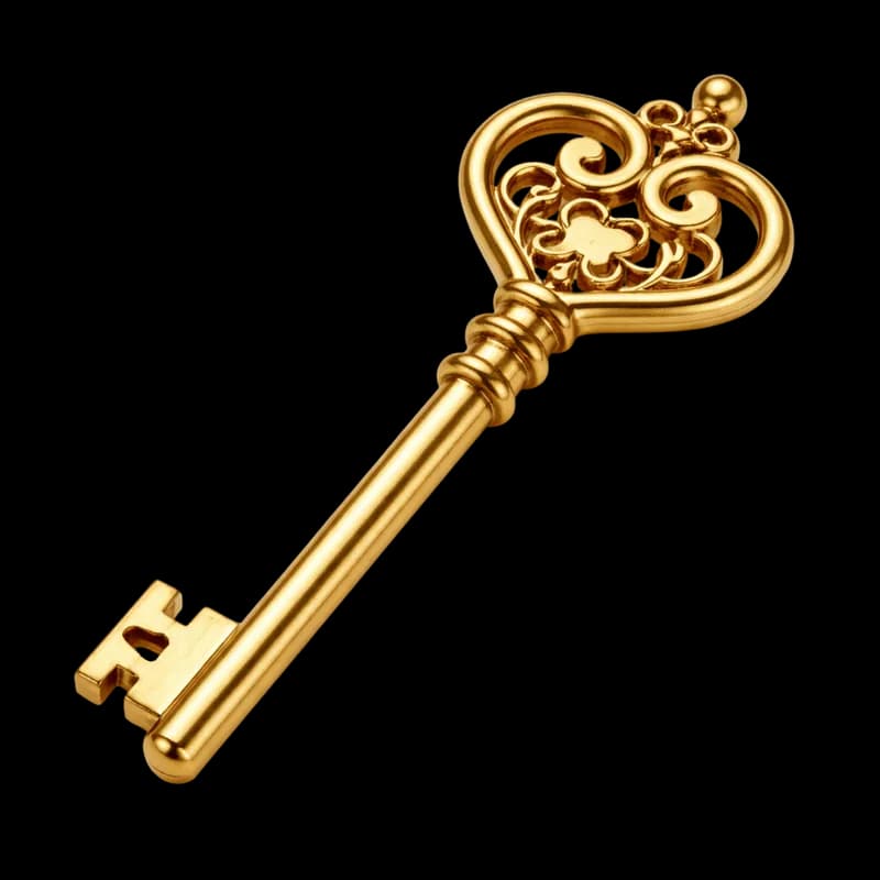 Chave de Ouro Vintage com Detalhes de Coração PNG fundo transparente - Key Gold Vintage Details Heart transparent backgr