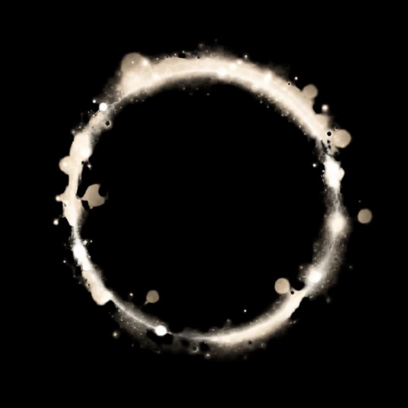 Círculo de luz brilhante dourada PNG fundo transparente - Golden glowing light circle transparent background PNG