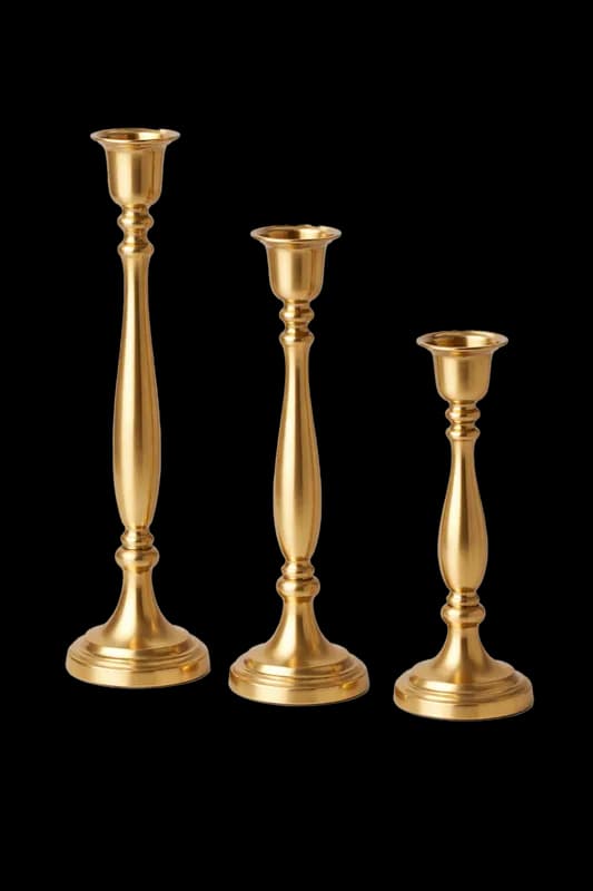 Conjunto de Castiçais Dourados Clássicos PNG fundo transparente - Set Candlesticks Golden Classic transparent background