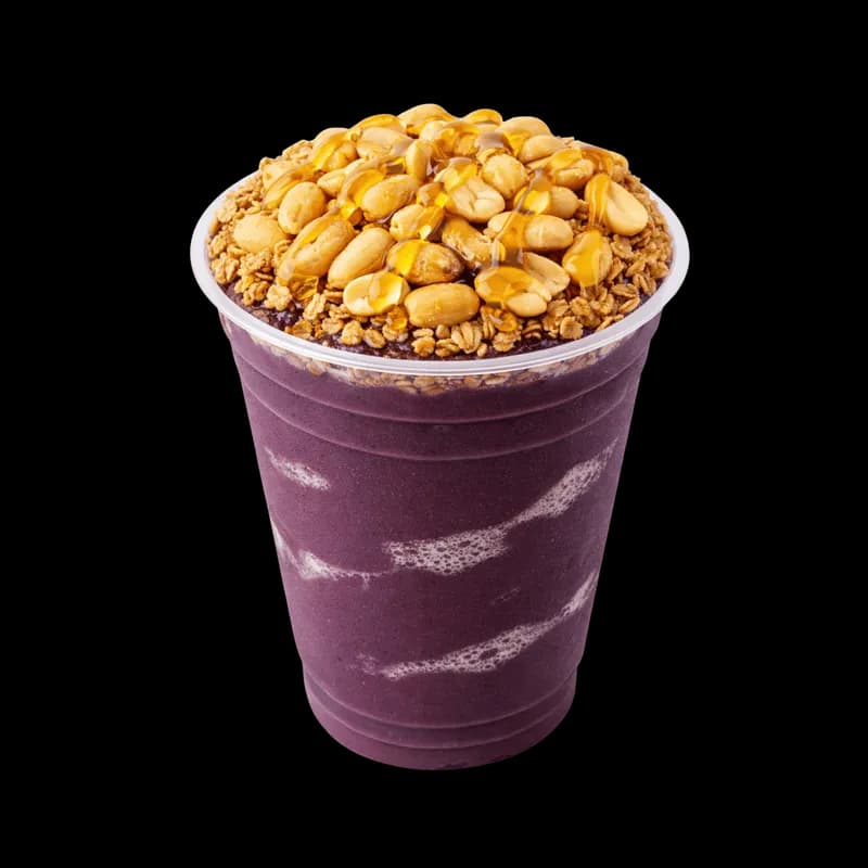 Copo de Açaí com Granola, Amendoim e Mel PNG fundo transparente - Copo Açaí Granola Amendoim Mel transparent background