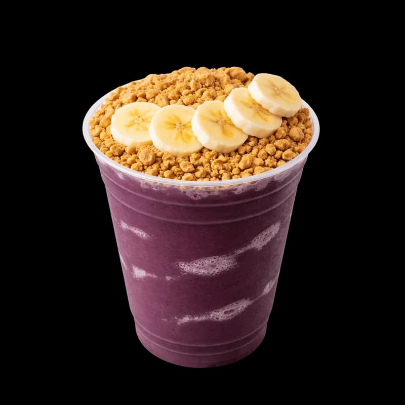 Copo de Açaí com Granola e Banana PNG fundo transparente - Copo Açaí Granola Banana transparent background PNG