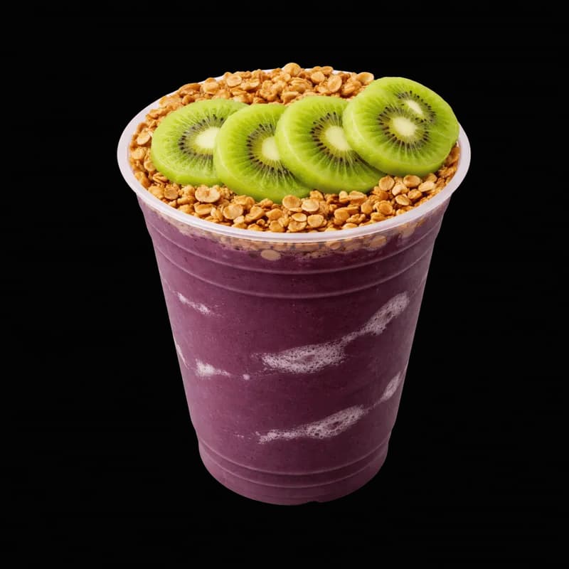 Copo de Açaí com Granola e Kiwi PNG fundo transparente - Copo Açaí Granola Kiwi transparent background PNG