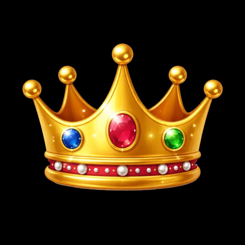 Coroa Dourada com Gemas Coloridas e Pérolas PNG fundo transparente