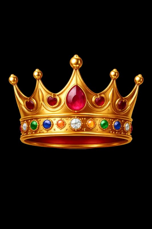 Coroa Dourada com Gemas Multicores e Detalhes de Luxo PNG fundo transparente