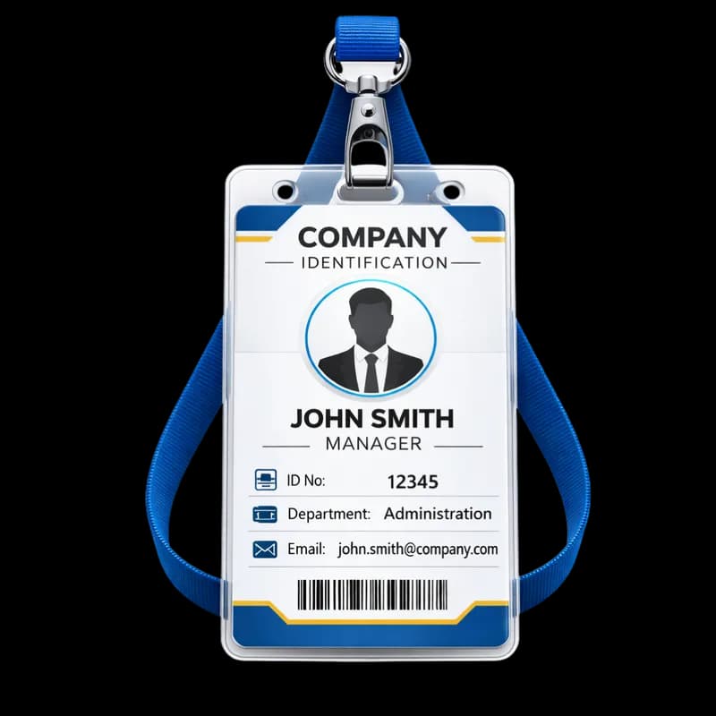 Crachá de Identificação Corporativo com Cordão Azul PNG fundo transparente - Badge Id Corporate Cordão Blue transparent