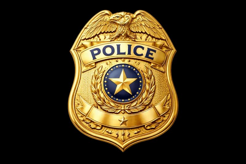 Distintivo Dourado de Polícia PNG fundo transparente - Badge Golden Polícia transparent background PNG