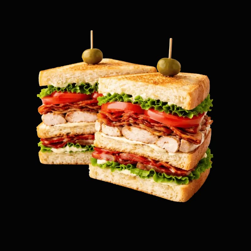 Dois Club Sanduíches Gourmet com Frango e Bacon PNG fundo transparente - Dois Club Sandwiches Gourmet Chicken Bacon tran