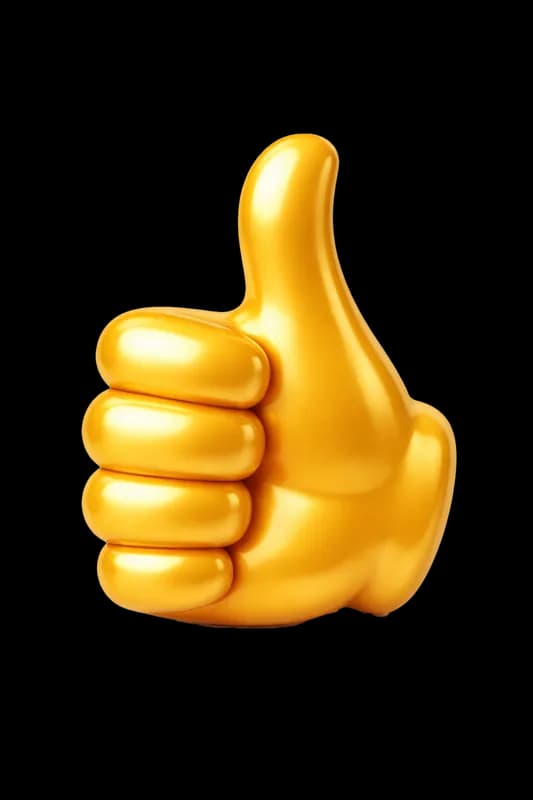 Emoji 3D de Joinha Dourado PNG fundo transparente