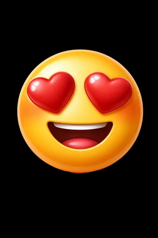 Emoji Apaixonado com Olhos de Coração 3D PNG fundo transparente