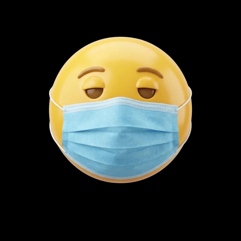 Emoji Cansado com Máscara Cirúrgica Azul PNG fundo transparente - Emoji Cansado Mask Cirúrgica Blue transparent backgrou