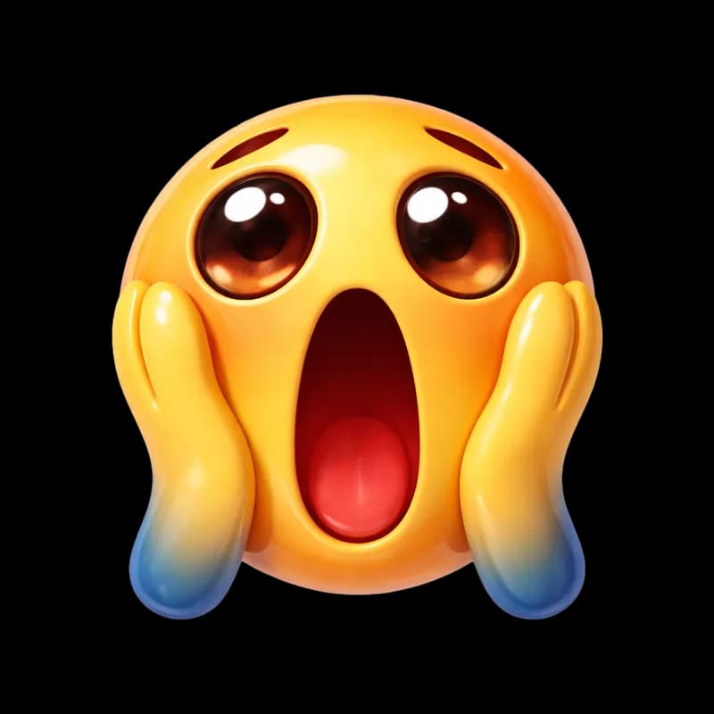 Emoji Chocado com Mãos no Rosto 3D PNG fundo transparente