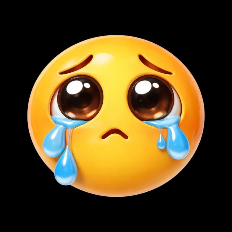 Emoji Chorando Triste com Lágrimas Azuis 3D PNG fundo transparente