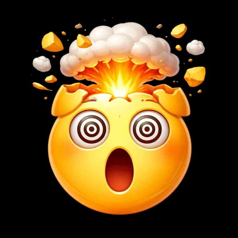 Emoji com Cabeça Explodindo de Surpresa PNG fundo transparente