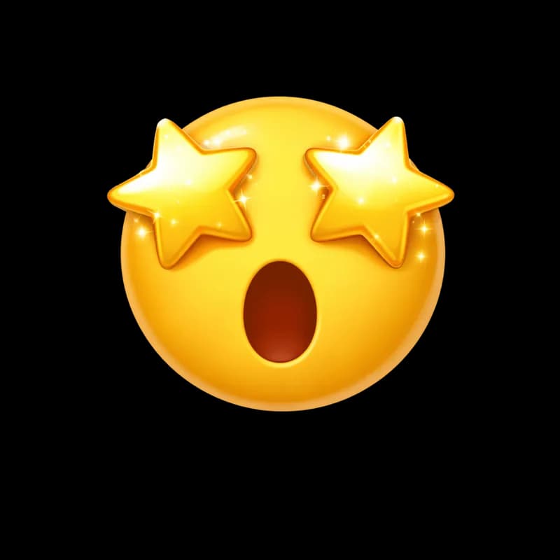 Emoji com Olhos de Estrela e Boca Aberta PNG fundo transparente - Emoji Olhos Star Boca Open transparent background PNG