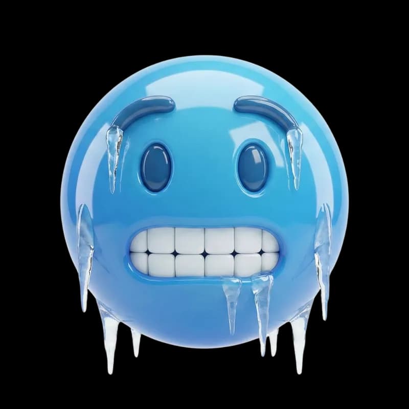Emoji Congelado com Dentes Cerrados e Estalactites PNG fundo transparente