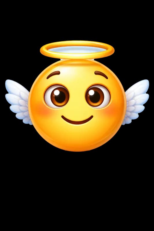 Emoji de Anjo Fofo com Auréola e Asas PNG fundo transparente