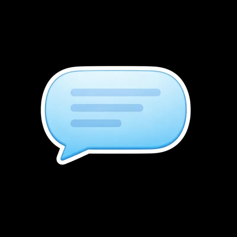 Emoji de balão de mensagem azul claro com linhas de texto - Light blue message bubble emoji with text lines