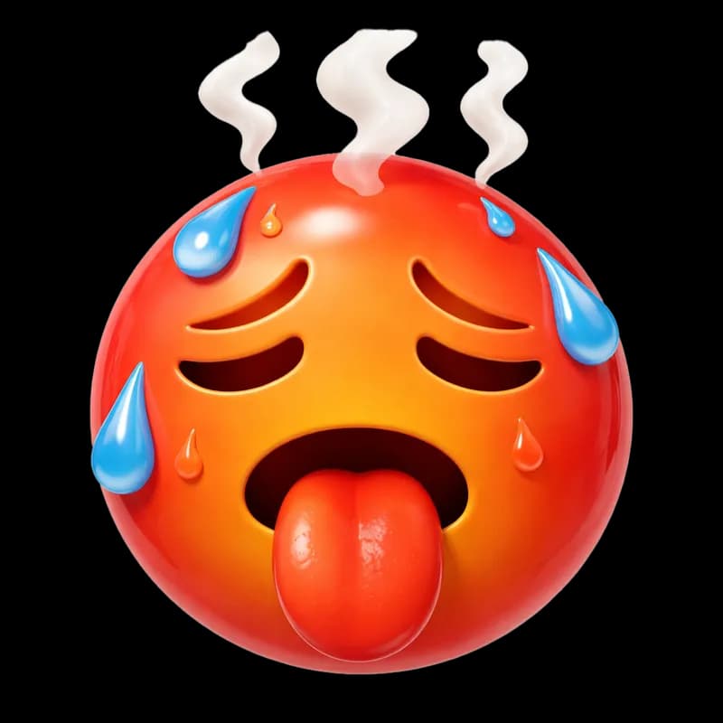 Emoji de Calor Intenso com Suor e Exaustão PNG fundo transparente
