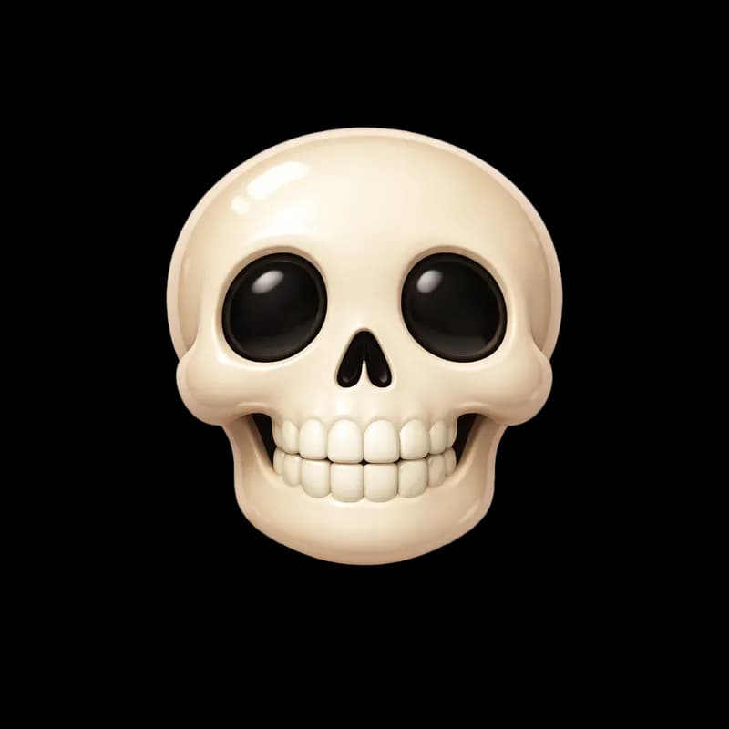 Emoji de Caveira Cartoon Sorridente PNG fundo transparente