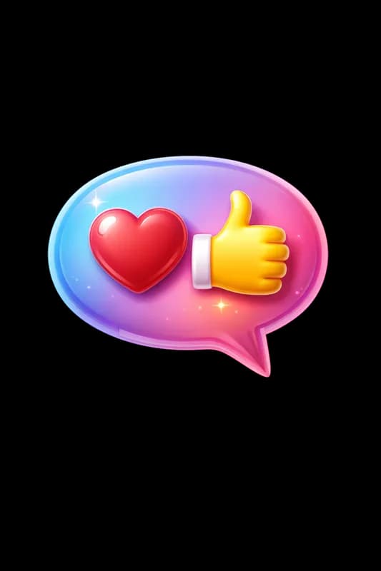 Emoji de Coração e Curtir em Balão de Fala Colorido PNG fundo transparente