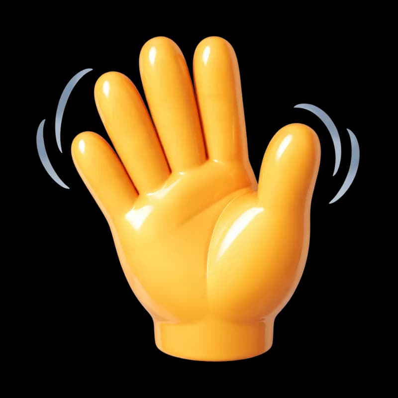 Emoji de Mão Acenando Amarela PNG fundo transparente