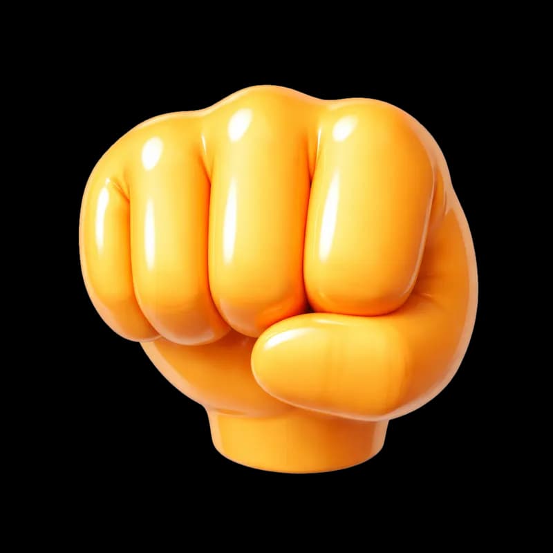 Emoji de Punho Cerrado Amarelo 3D PNG fundo transparente