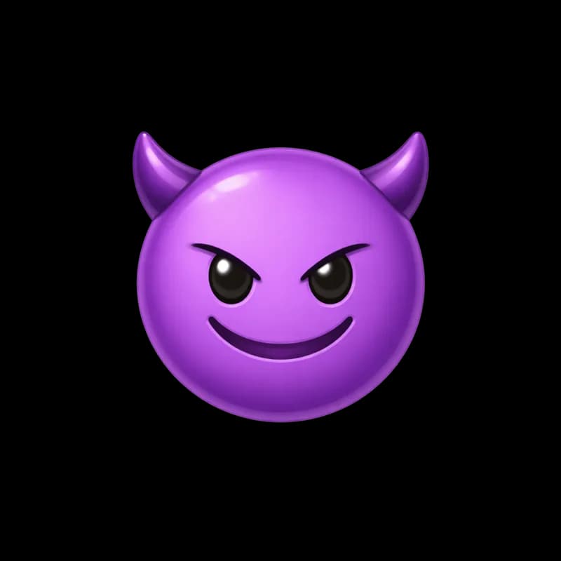 Emoji Diabinho Roxo com Chifres e Sorriso Malicioso PNG fundo transparente - Emoji Devil Purple Horns Sorriso Mischievou