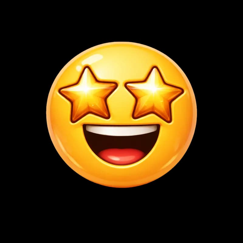 Emoji Estrela com Sorriso Brilhante PNG fundo transparente