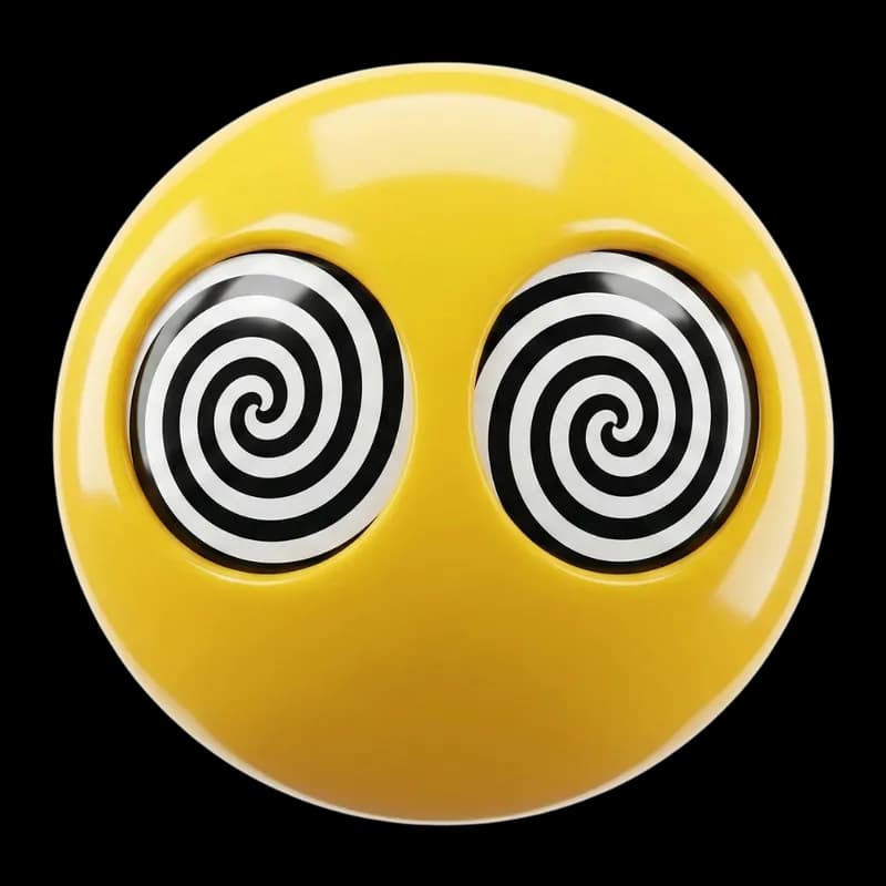 Emoji Hipnotizado com Olhos Espirais PNG fundo transparente