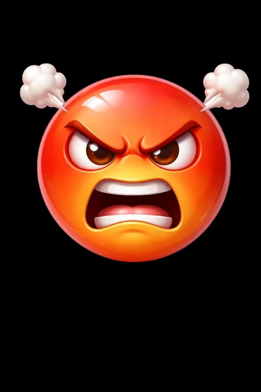 Emoji Irritado com Vapor PNG fundo transparente