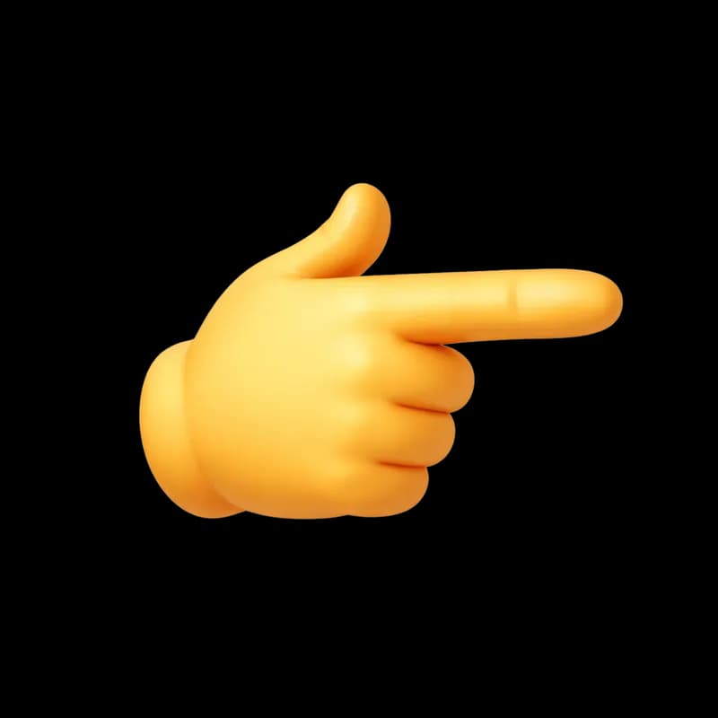 Emoji Mão Amarela Apontando para a Direita PNG fundo transparente - Emoji Mão Yellow Pointing Right transparent backgrou