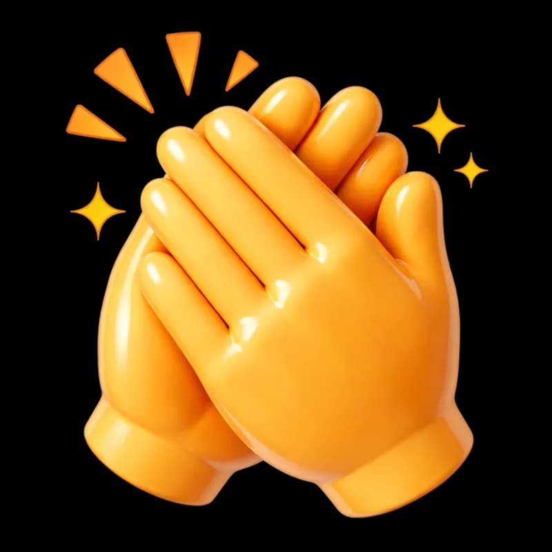 Emoji Mãos Batendo Palma com Brilho PNG fundo transparente