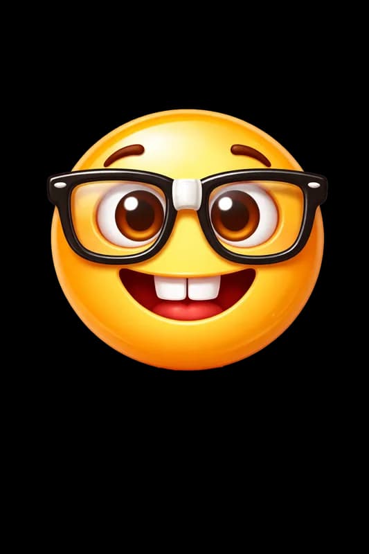 Emoji Nerd Feliz com Óculos PNG fundo transparente