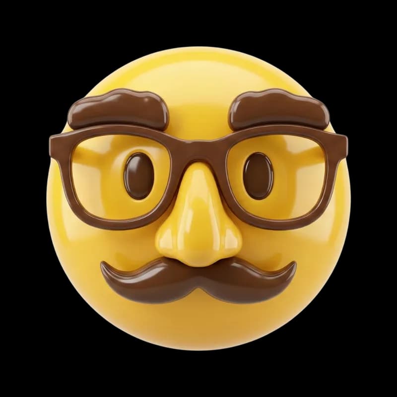 Emoji Professor Nerd com Bigode e Óculos PNG fundo transparente