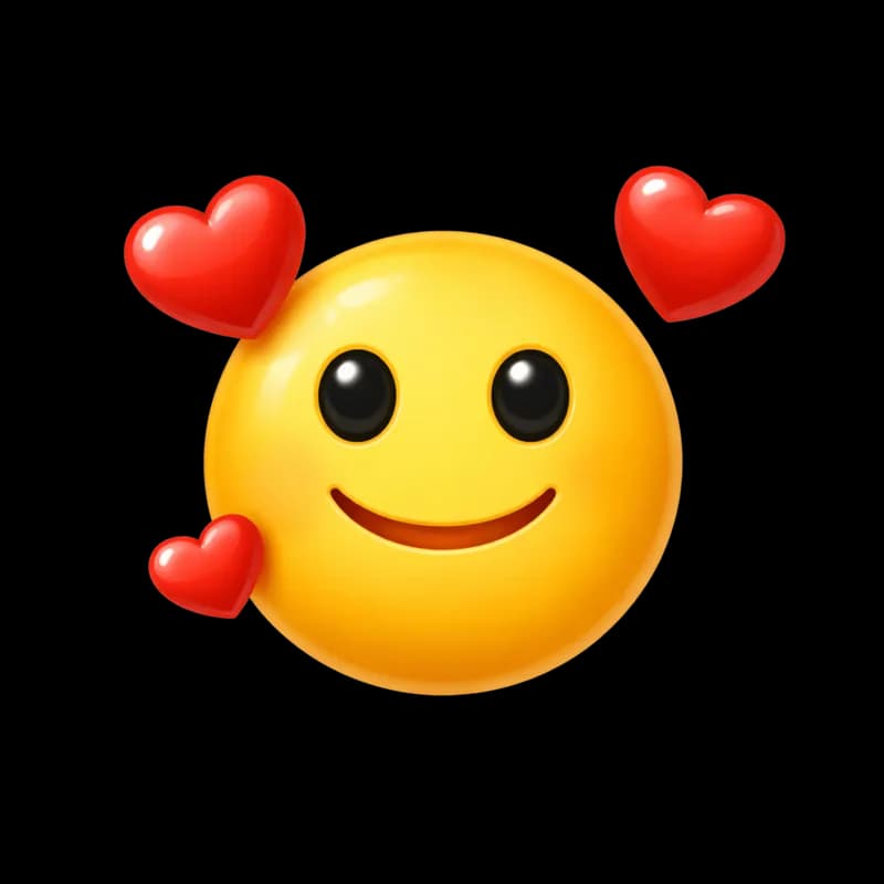 Emoji Sorridente com Corações PNG fundo transparente - Emoji Smiling Hearts transparent background PNG