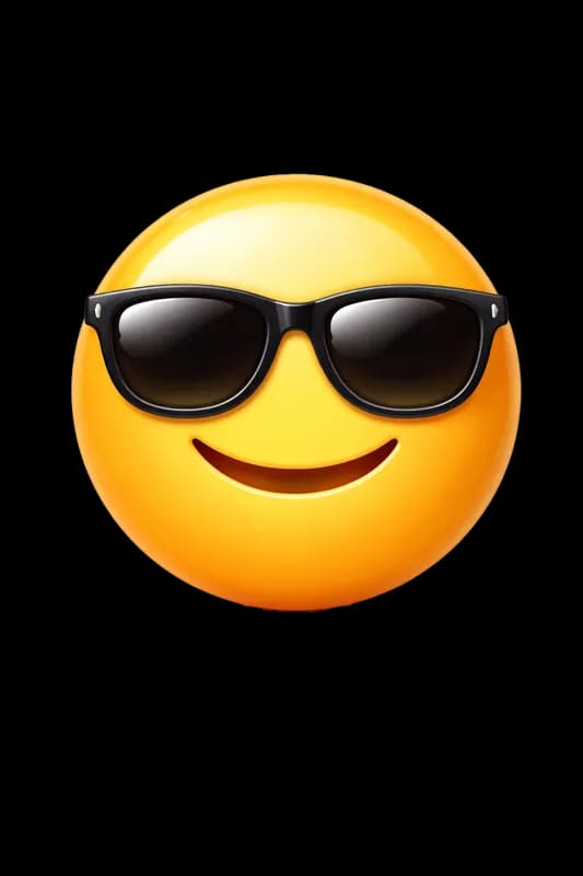 Emoji Sorridente com Óculos Escuros PNG fundo transparente