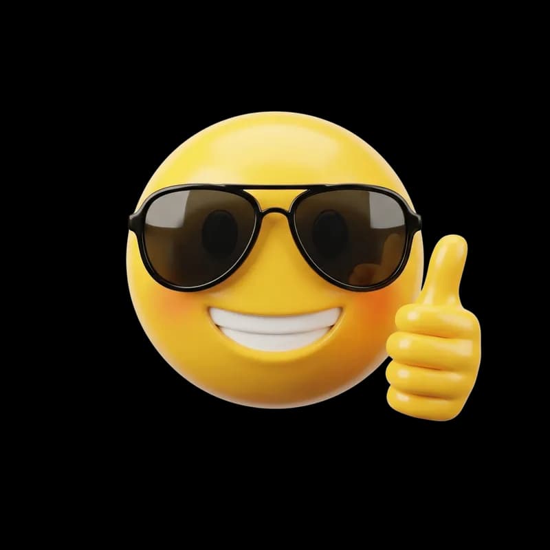 Emoji Sorrindo de Óculos Escuros com Polegar para Cima PNG fundo transparente - Emoji Smiling Glasses Escuros Polegar To